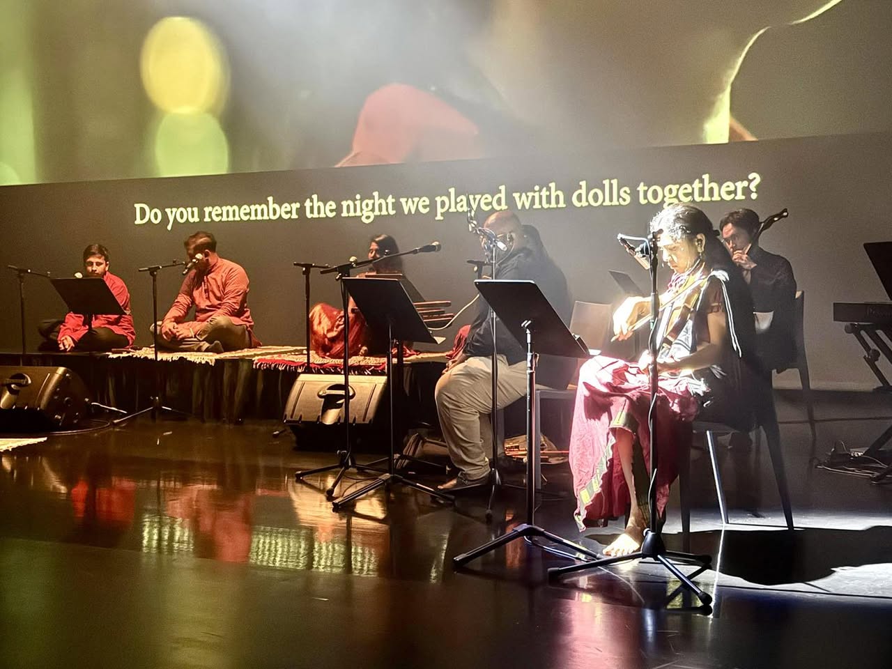 A captivating scene from Ainthinai: A Timeless Bond, blending music and visual arts