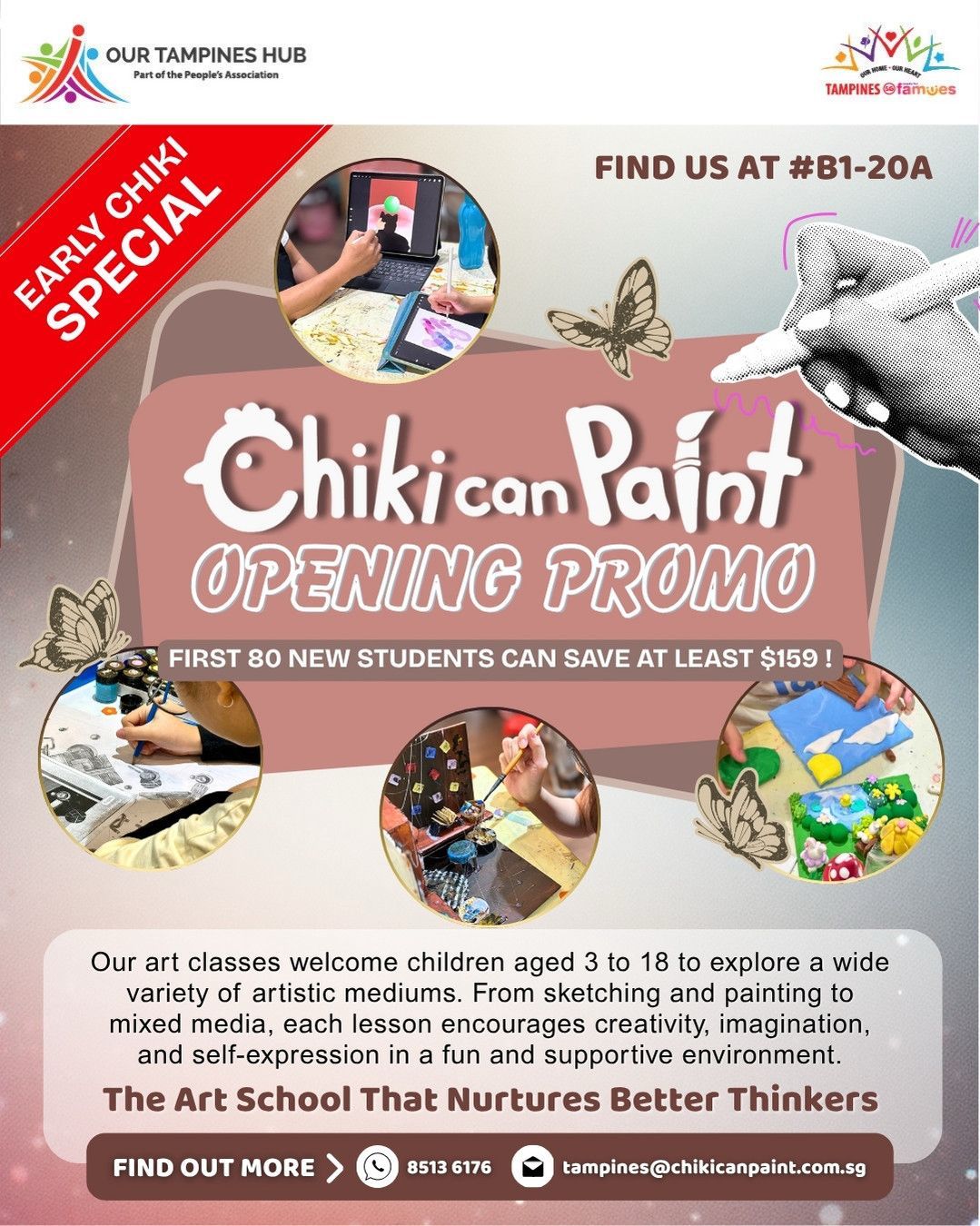 Vibrant children's art studio interior at Chiki Can Paint