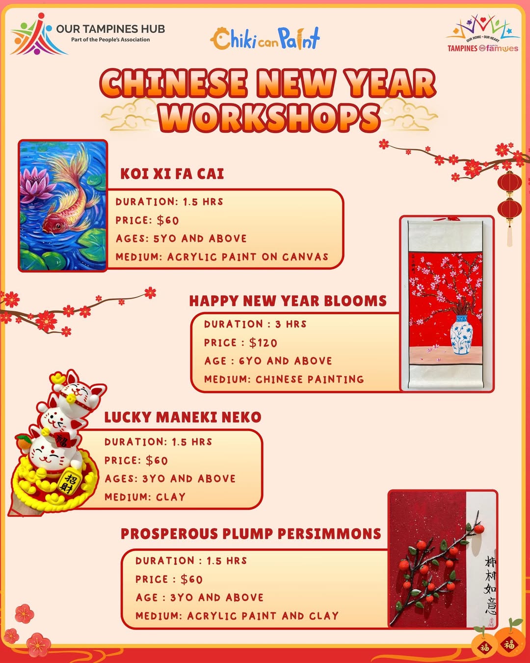 Children participating in a festive art workshop at Chiki can Paint