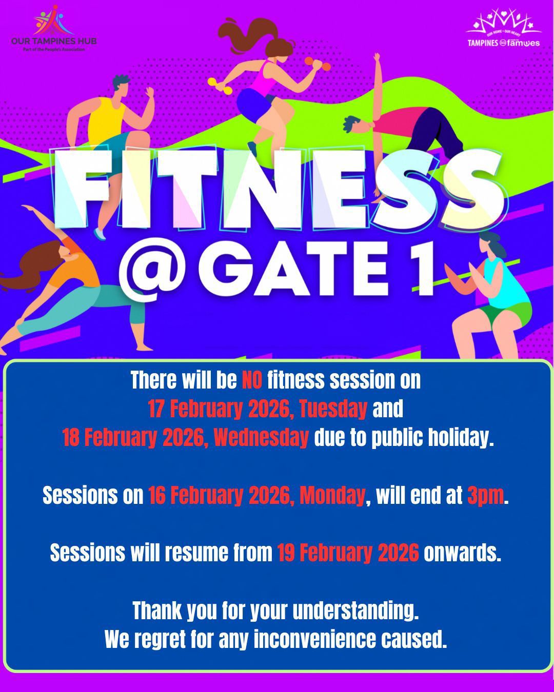 Festive notice regarding Chinese New Year holiday closures at Our Tampines Hub