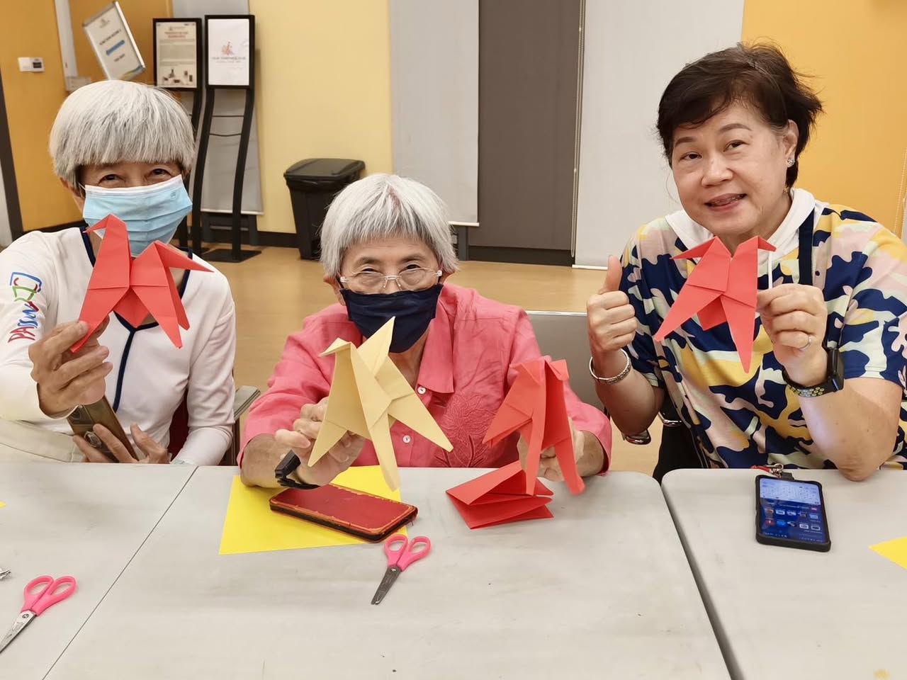 Close-up of a completed origami creation made by a participant.