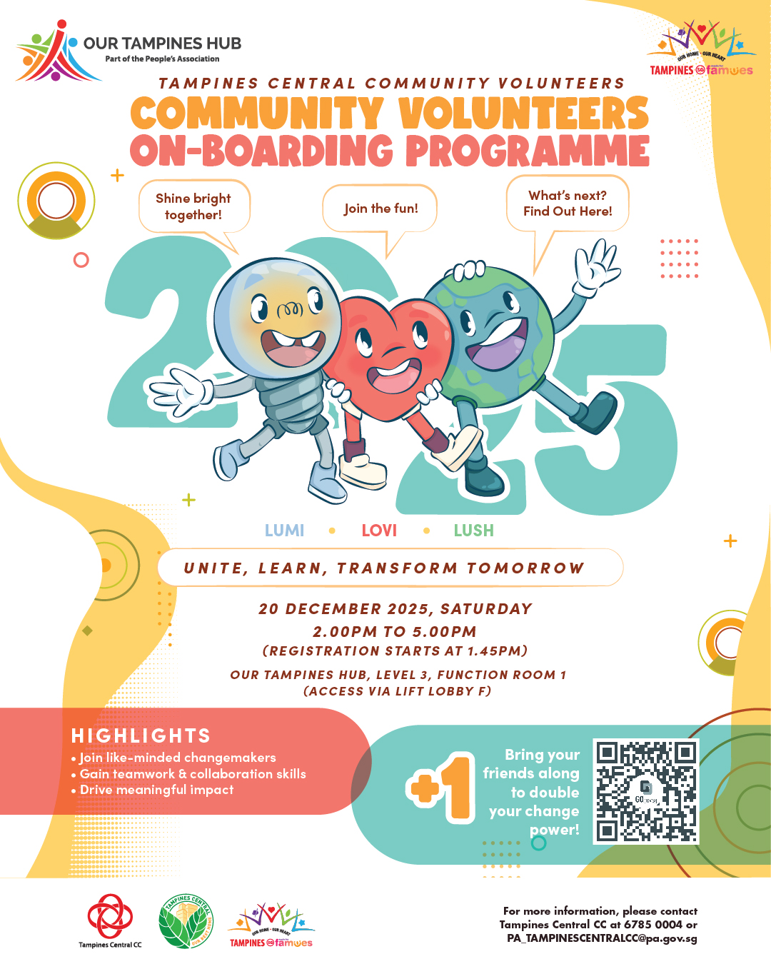 Diverse group of smiling community volunteers at an event