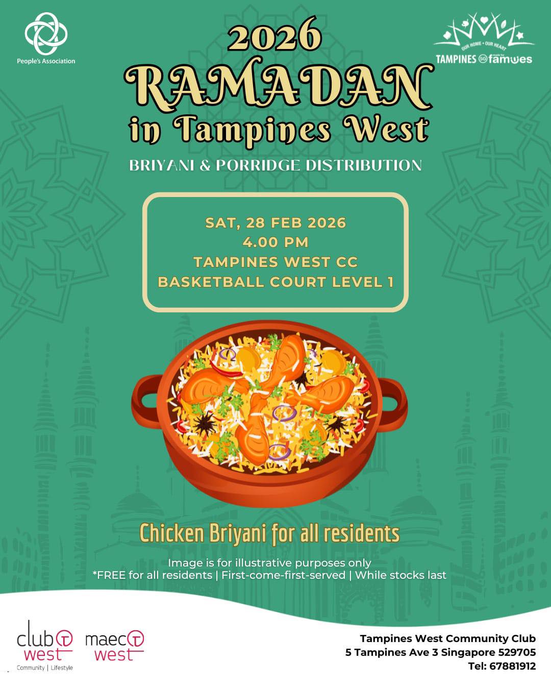 Community members gathering for a Ramadan meal at Tampines West