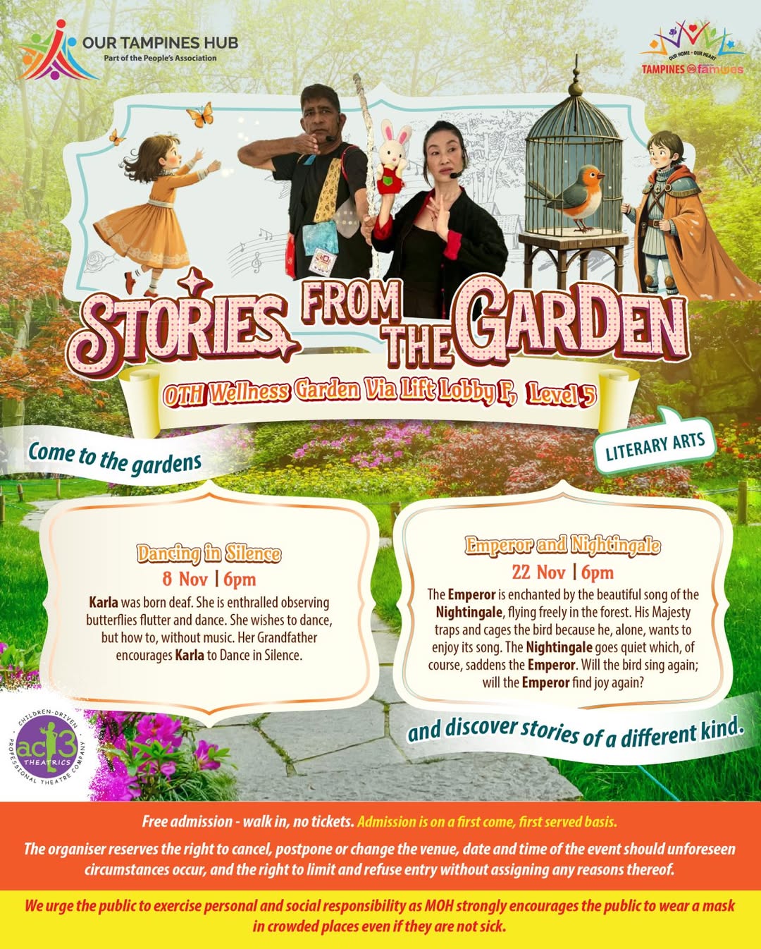 A magical garden setting under the night sky, perfect for storytelling.