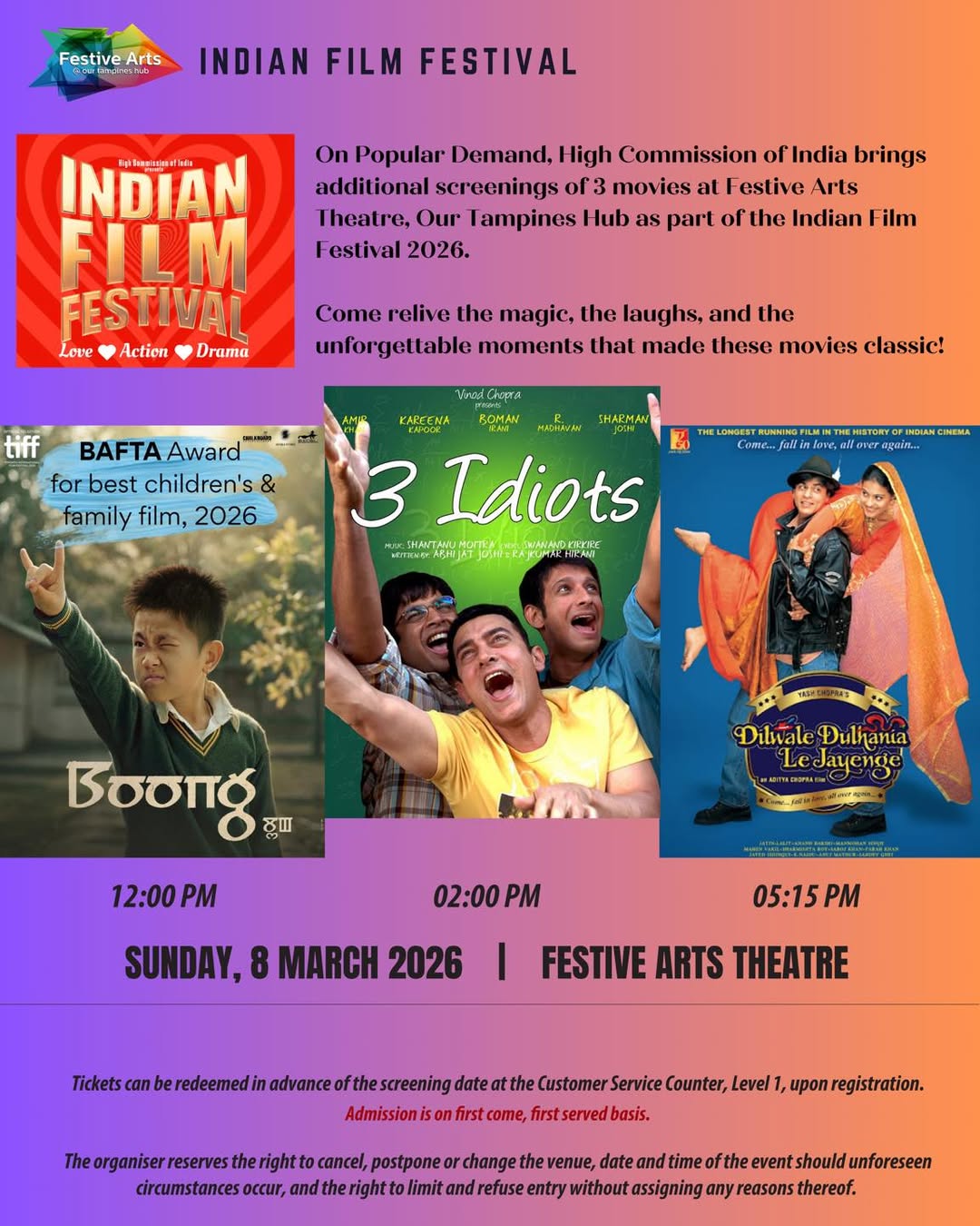 Indian Film Festival 2026 event banner featuring award-winning films.