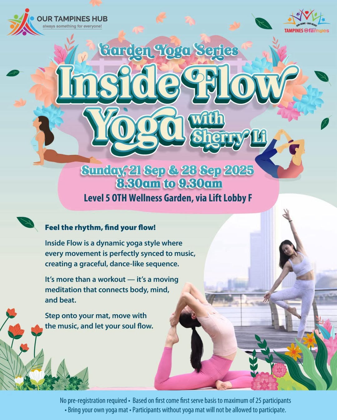 Individuals gracefully practicing Inside Flow yoga, blending movement with music.