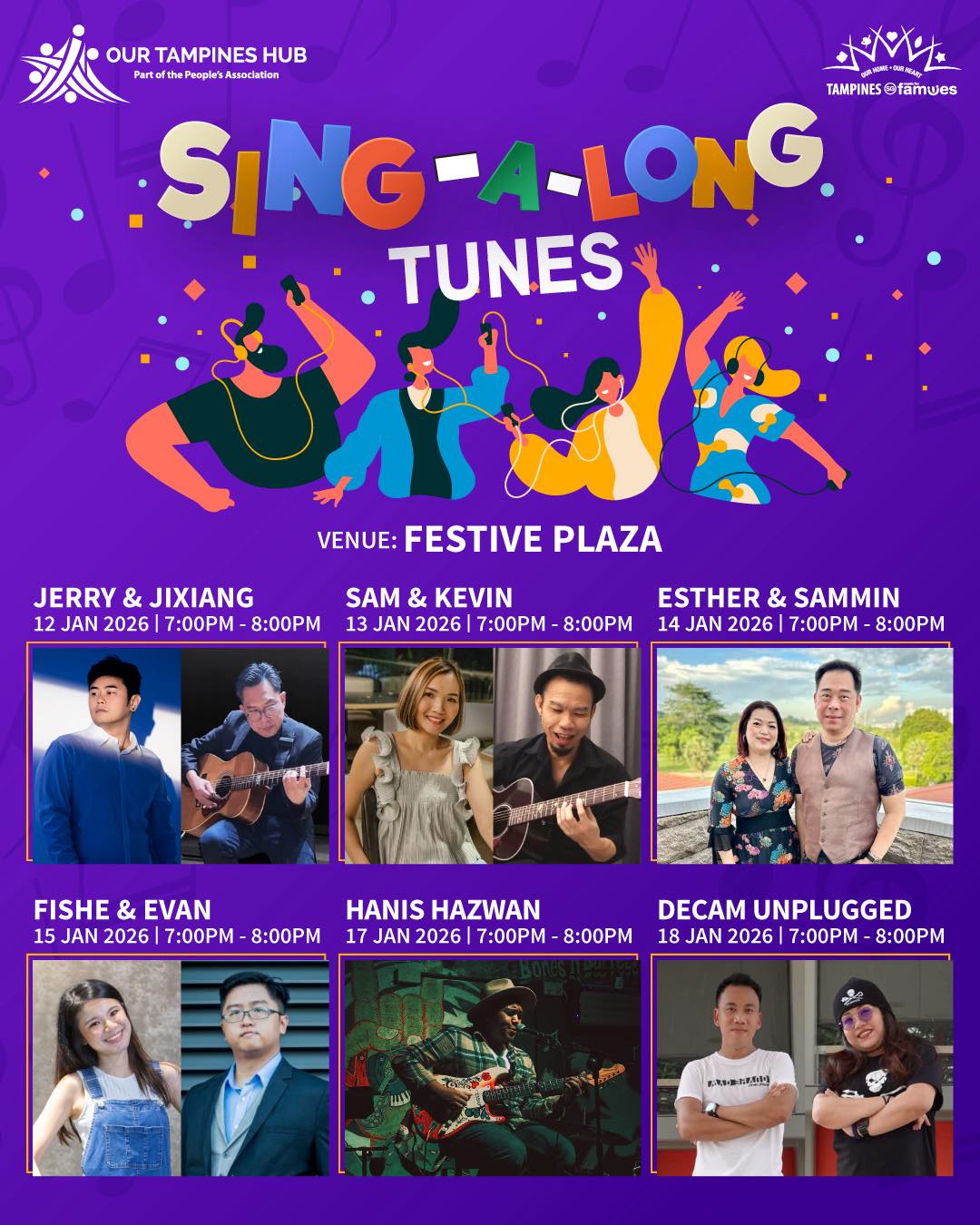 Live music performance at Festive Plaza in Our Tampines Hub