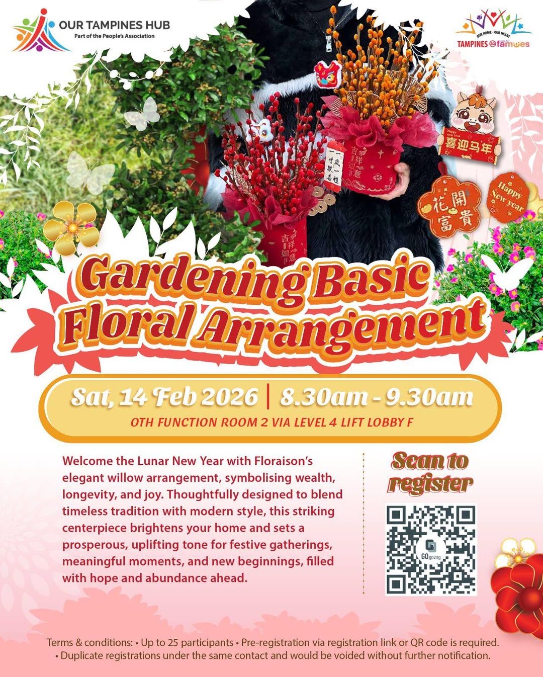 A beautiful and elegant willow floral arrangement designed for Lunar New Year celebrations.