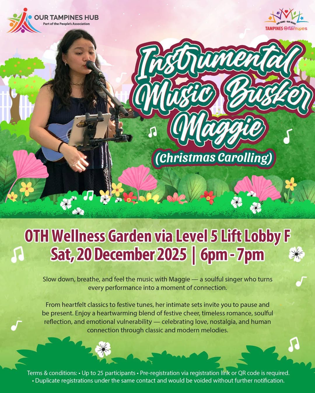 Maggie, a soulful singer, performing live on stage