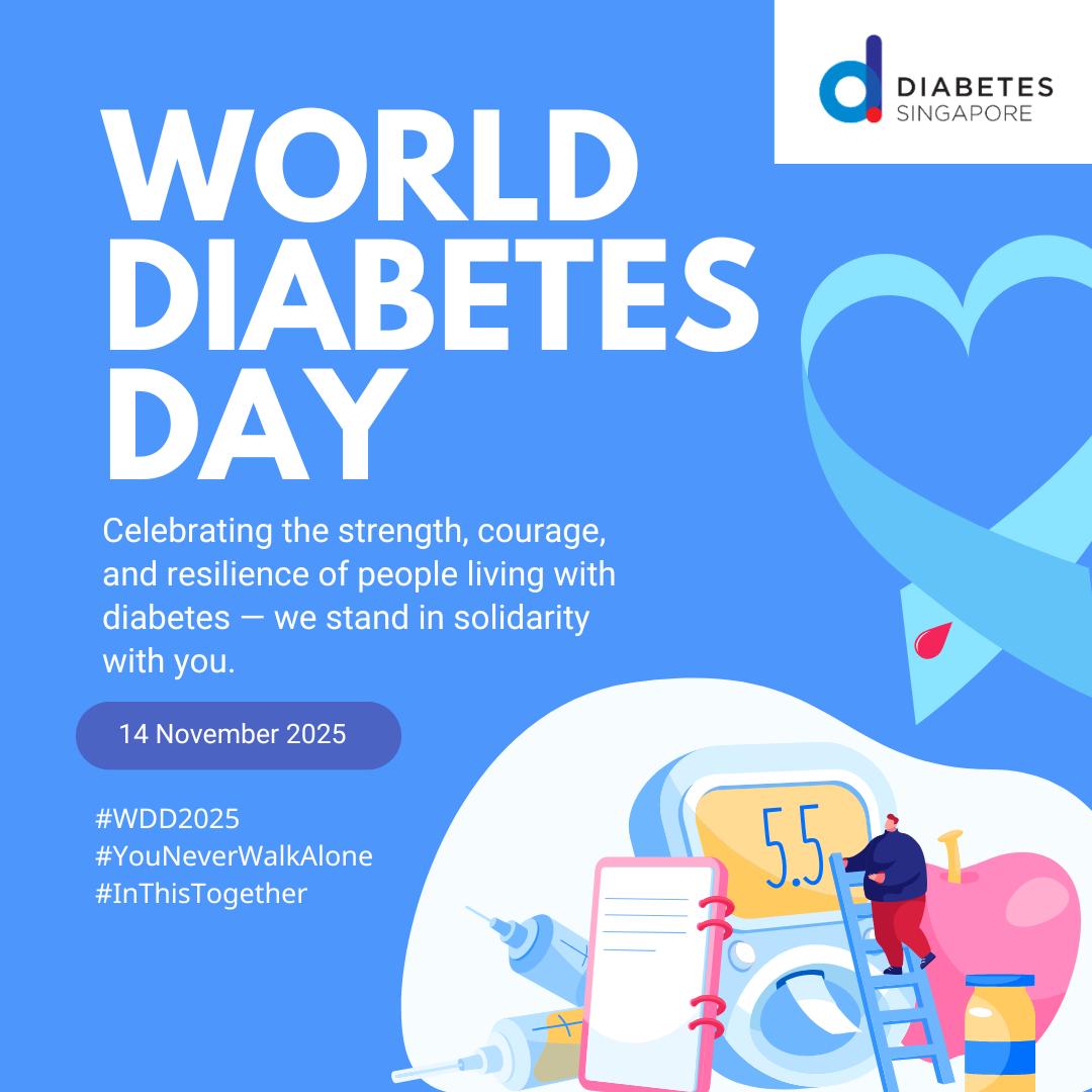 Our Tampines Hub illuminated in blue for World Diabetes Day