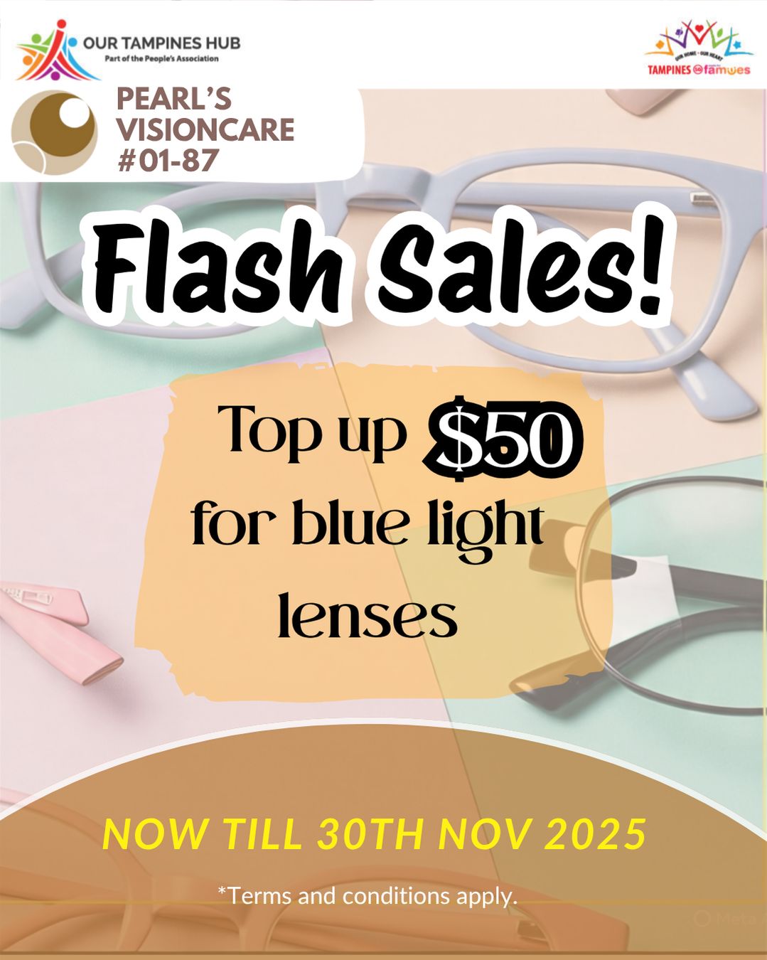 Illustration of glasses with blue light protective lenses