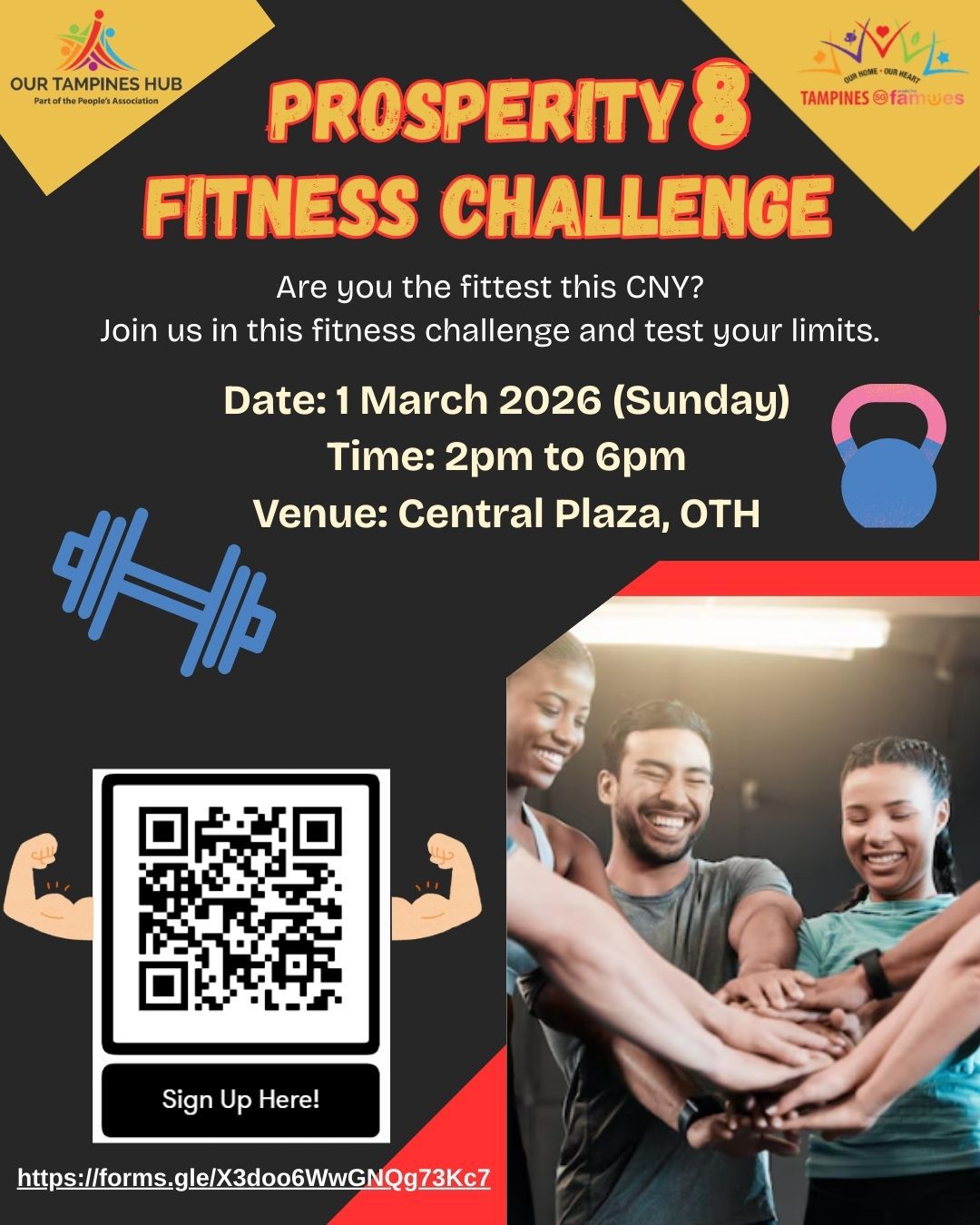 Participants competing in the Prosperity 8 Fitness Challenge at Our Tampines Hub