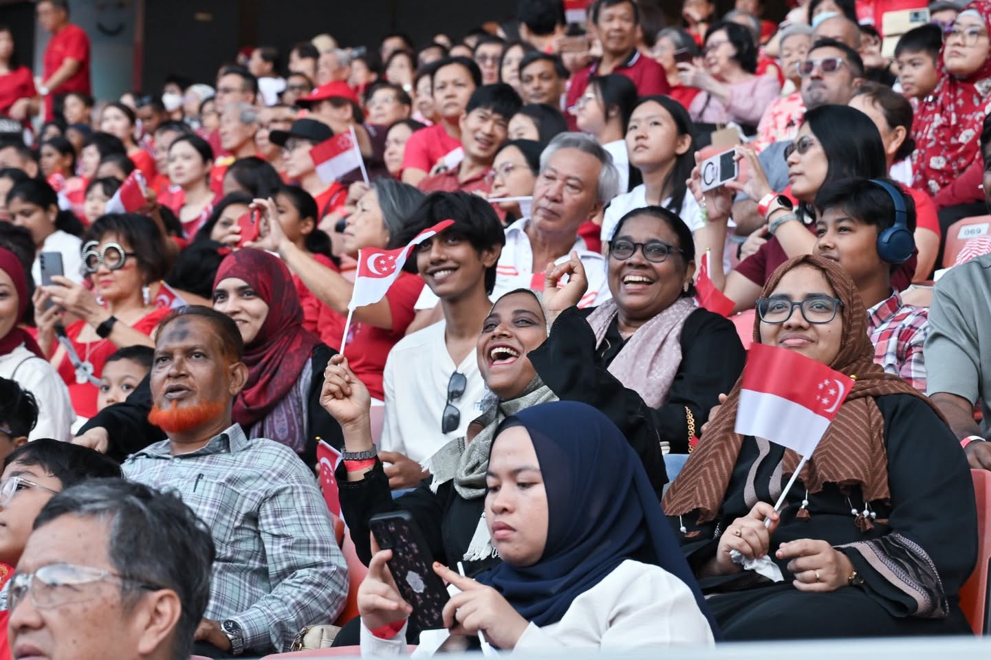 Vibrant crowd enjoying SG60 celebrations at Our Tampines Hub