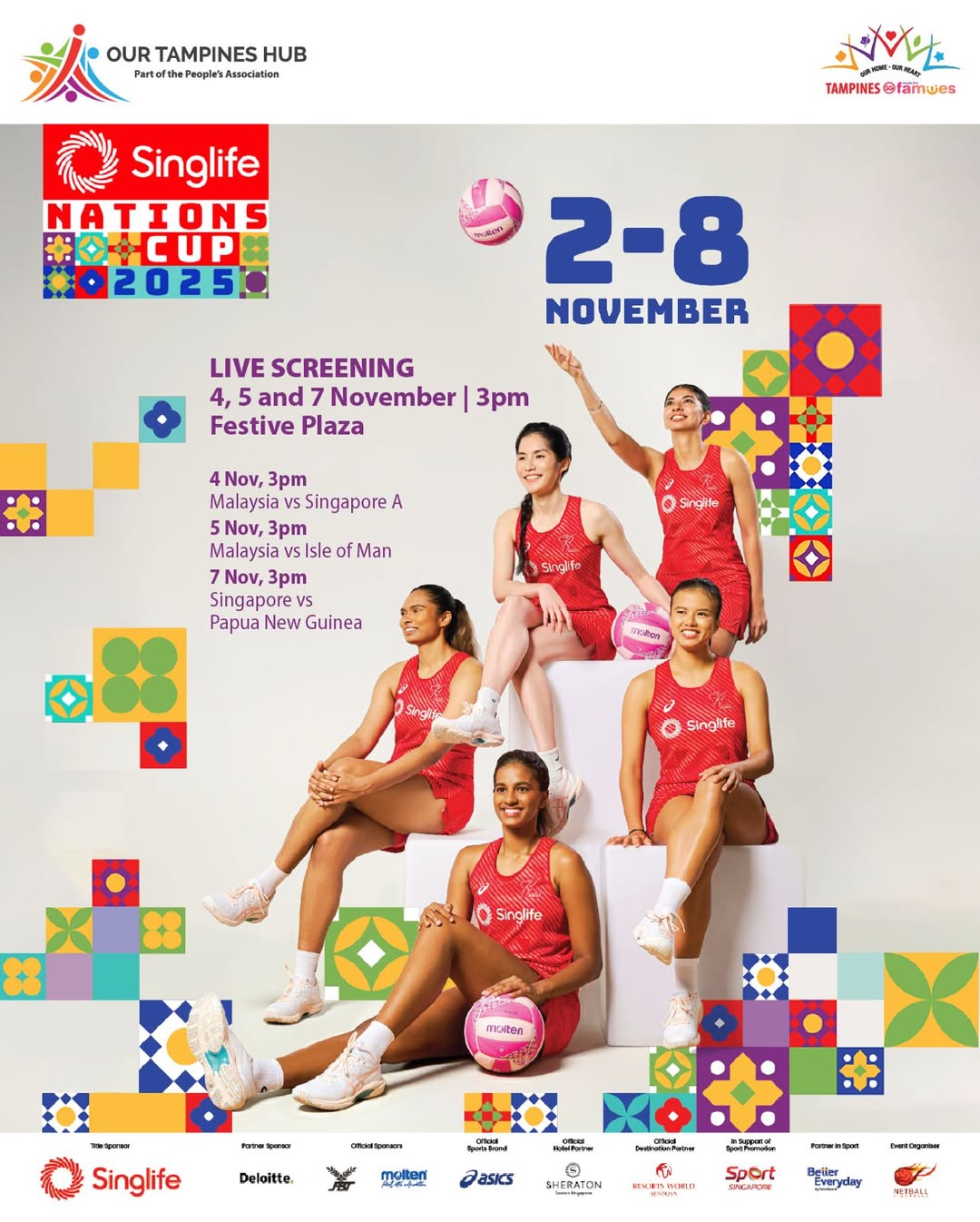 Dynamic shot of netball players in action during a match