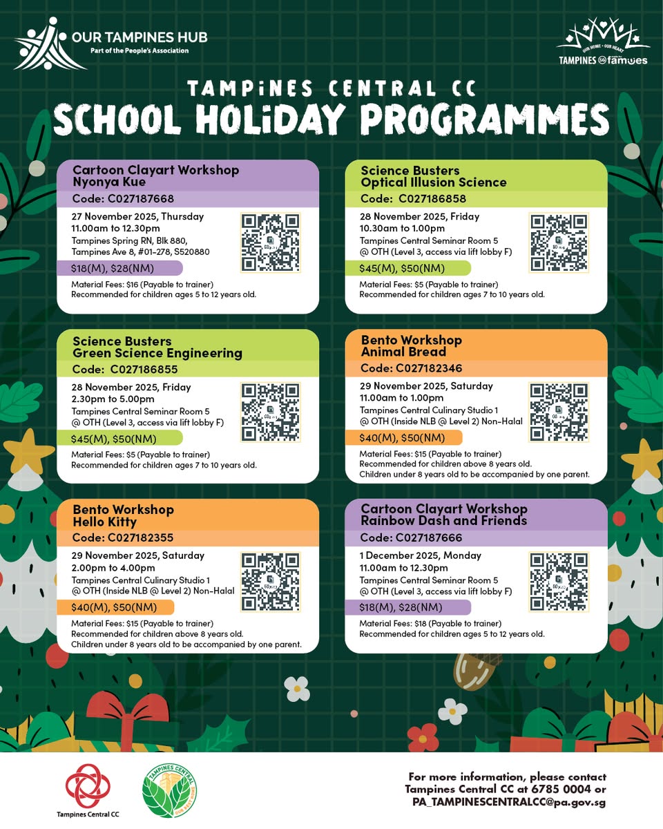 Families enjoying a fun activity during school holidays at Tampines Central CC