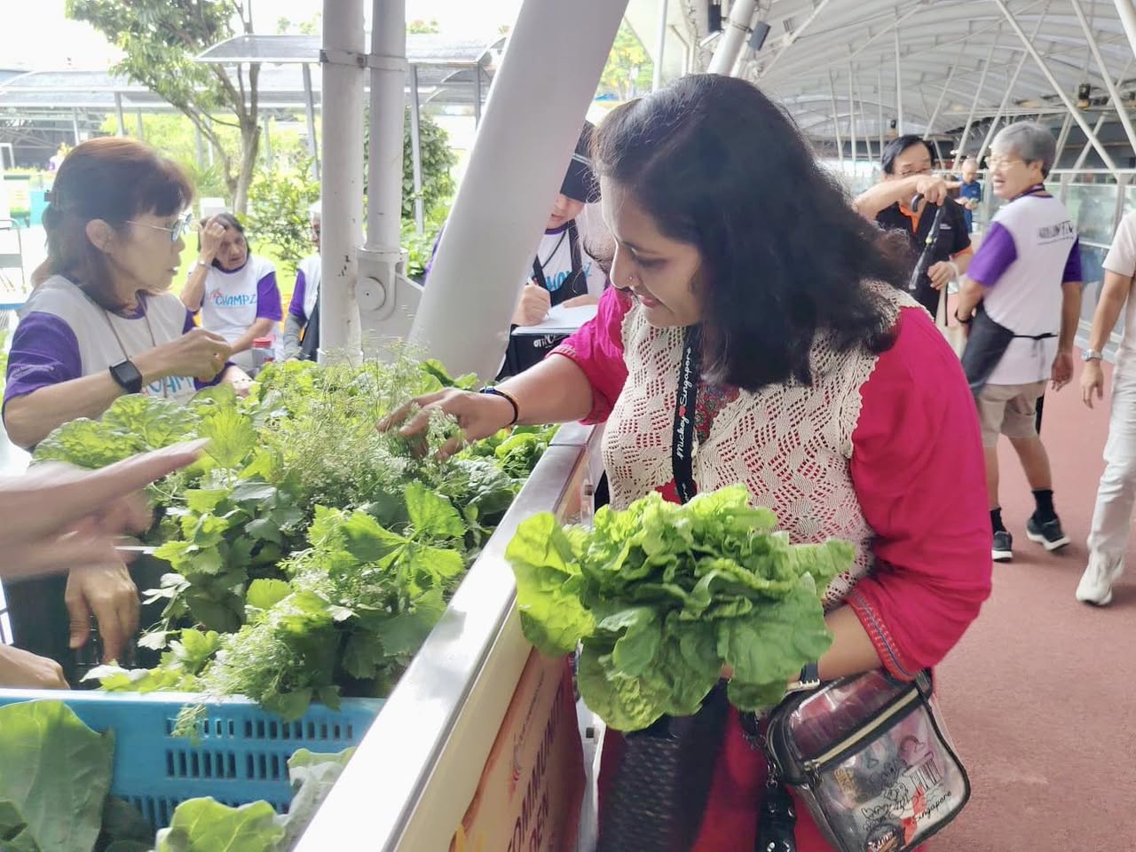 Families working together in the Eco-Community Garden