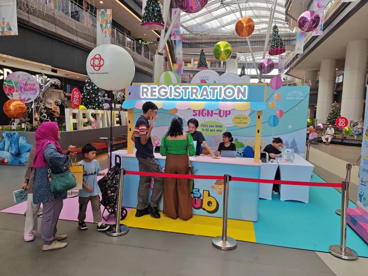 Children playing in a vibrant bouncy castle
