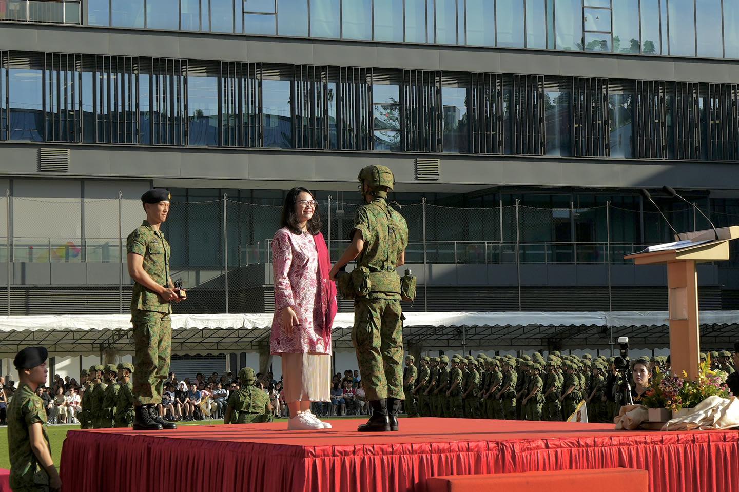 Reviewing Officer Ms Hazlina Abdul Halim at BMT Graduation Parade