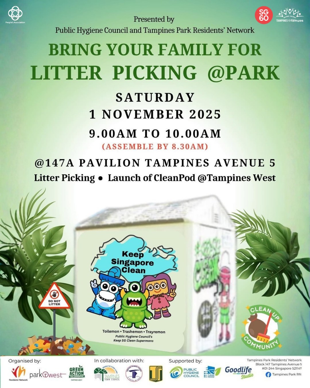 Tampines West Clean-Up: Family Litter Pick & CleanPod Launch