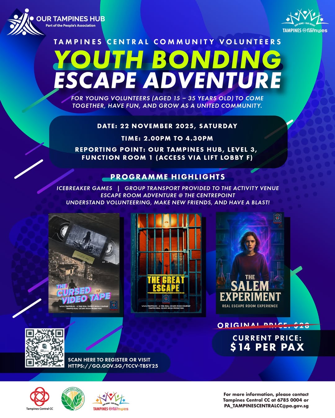 Tampines Central youths collaborating in an escape room challenge for community bonding