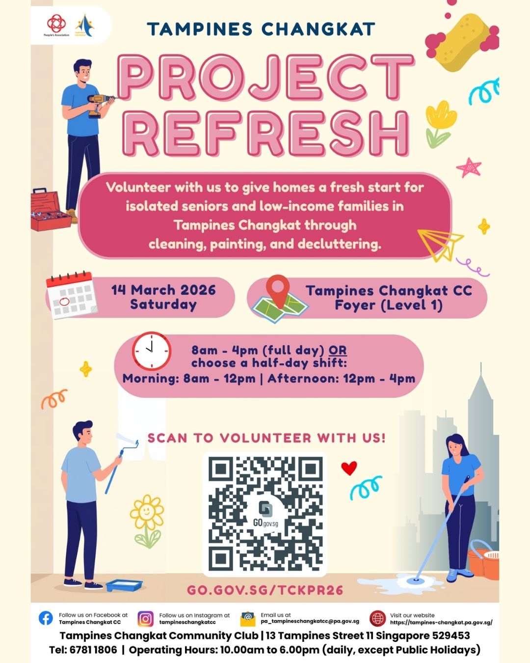 Volunteers gathered for a community service project at Tampines Changkat