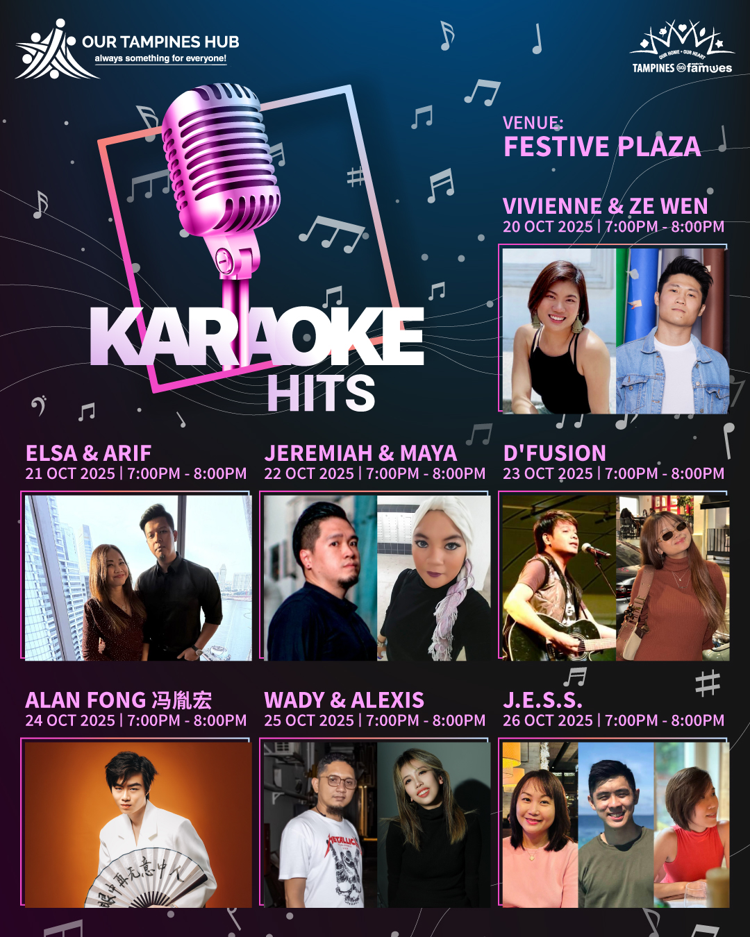 Local artistes performing 'Karaoke Hits' live at Festive Plaza