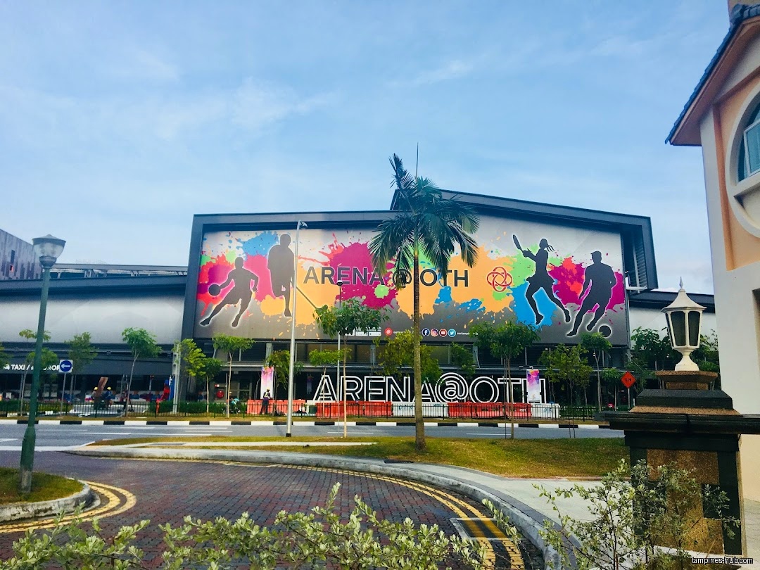 The Arena @ OTH shop front with sports silhouettes and colorful design.
