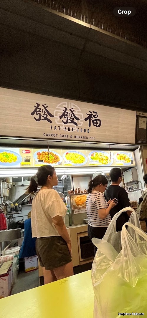 Customers queue at Fat Fat Food, which serves carrot cake and hokkien mee.