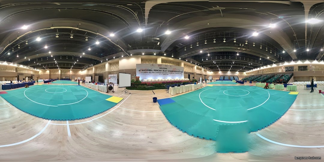 Large indoor arena set up for the 41st National Pencak Silat Championship.