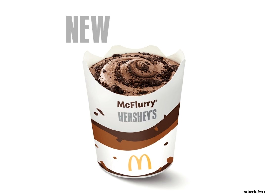 A McDonald's McFlurry Hershey's dessert cup with a chocolate swirl.