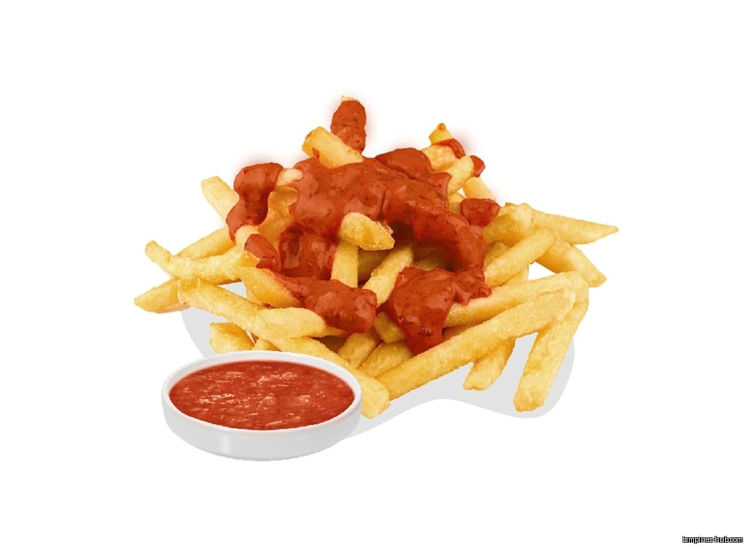 Image shows french fries with chili sauce and a side of chili.