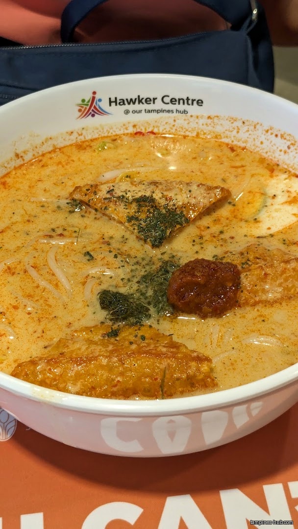 A bowl of Laksa from Hawker Centre @ our tampines hub.