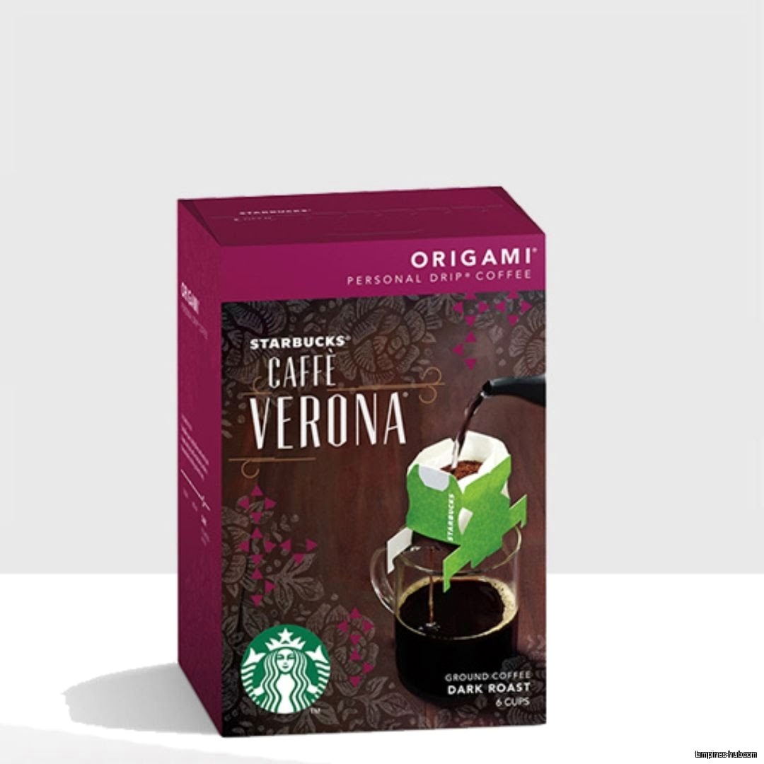 A box of Starbucks Origami Caffe Verona personal drip coffee.