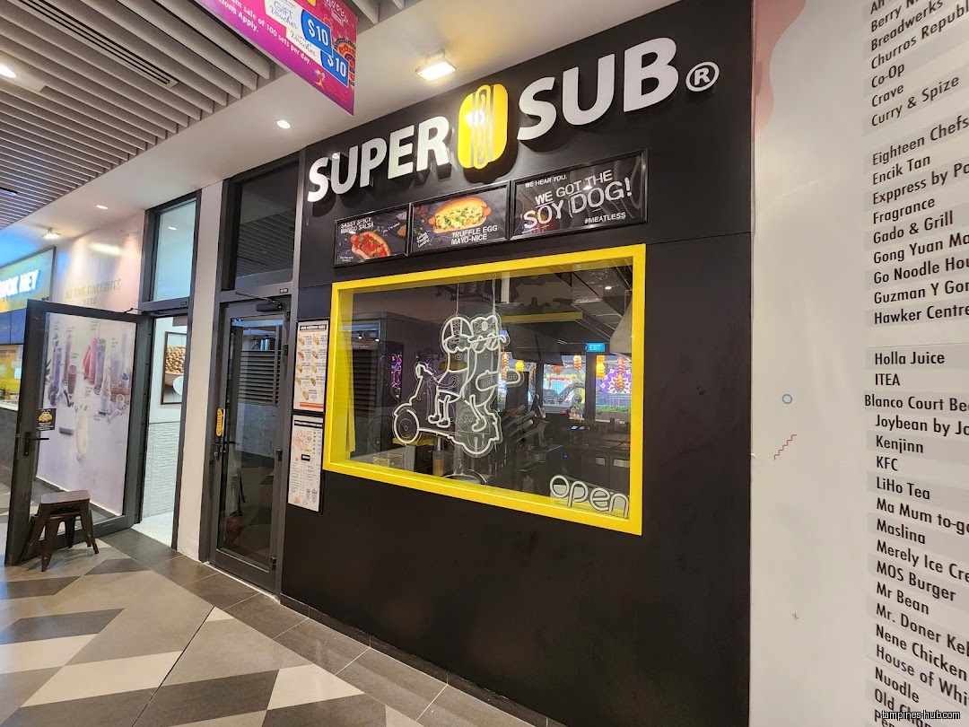 The shop front of Super Sub Hotdogs & Coffee at Our Tampines Hub.