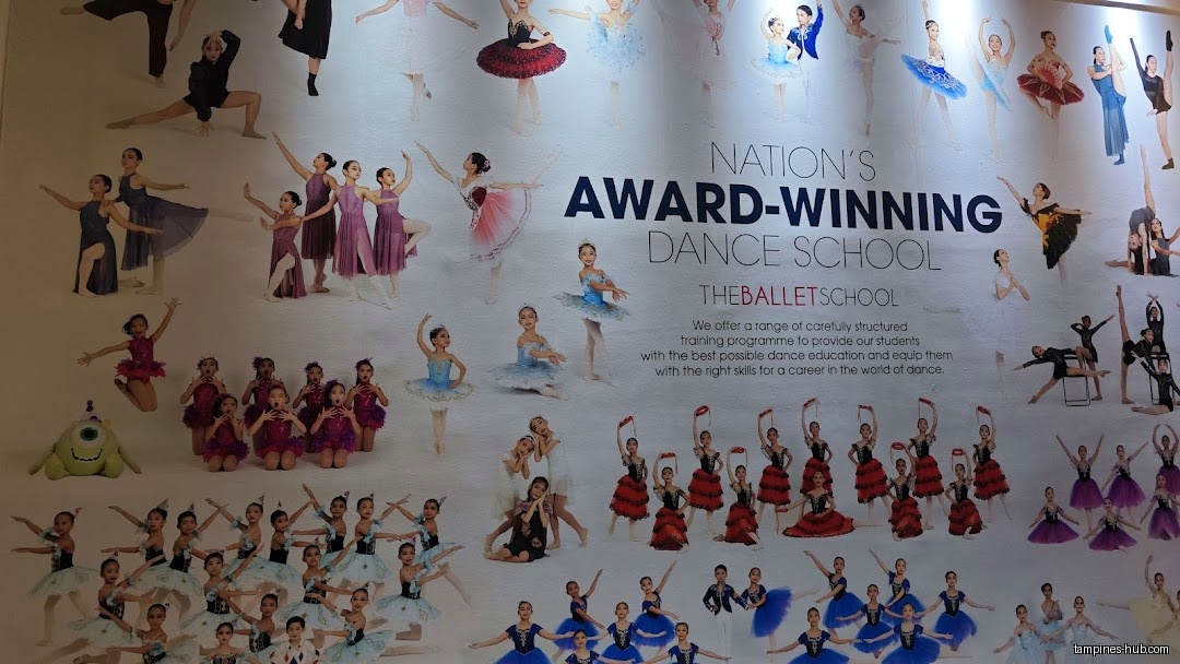 A wall graphic for The Ballet School Singapore with dancers and text.