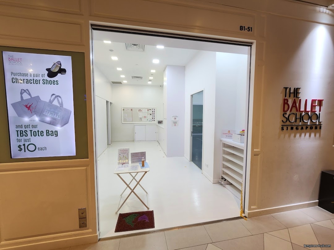 The Ballet School Singapore entrance with a promotional poster and clean interior.
