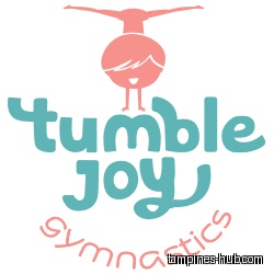 The image shows the logo for Tumble Joy Gymnastics @ Our Tampines Hub.