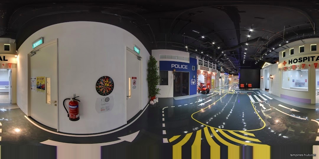 Interior of We Love SGP with play areas like police and hospital.